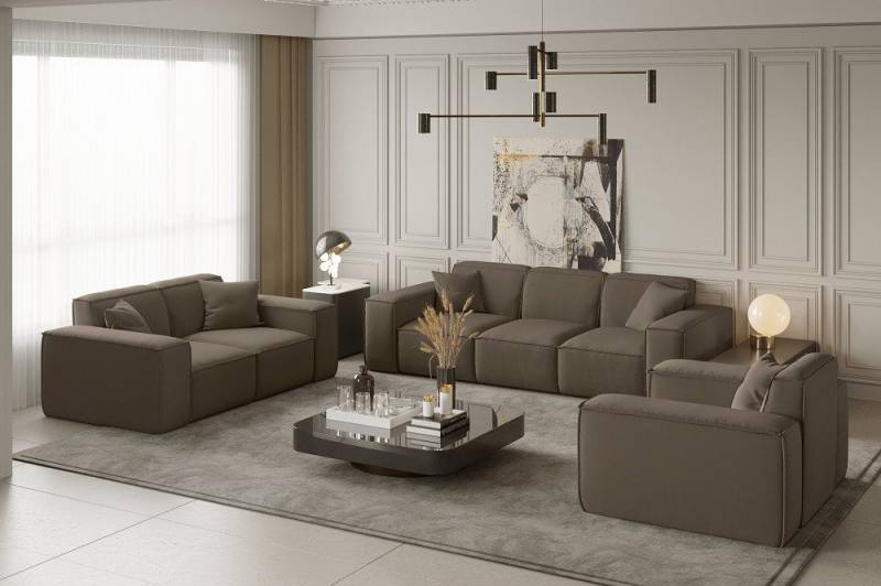 Friderik-EU Loungeset Möbelset LUGA Sofa 3-Sitzer, 2-Sitzer, Sessel, dekorative Kissen von Friderik-EU