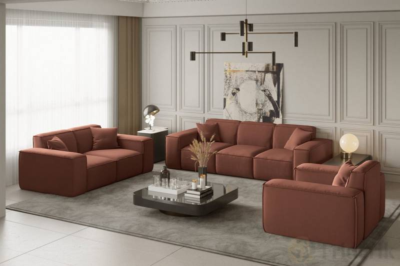 Friderik-EU Loungeset Möbelset LUGA Sofa 3-Sitzer, 2-Sitzer, Sessel, dekorative Kissen von Friderik-EU