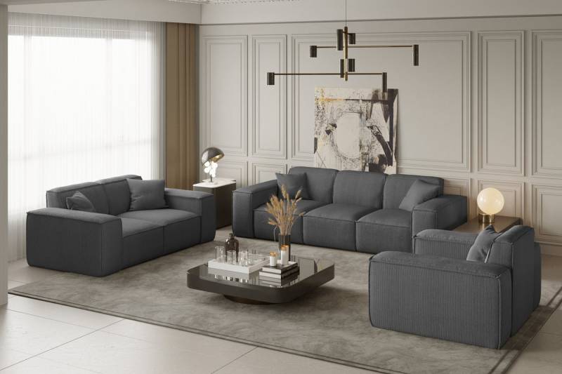 Friderik-EU Loungeset Möbelset LUGA – Sofas, Sessel & Kissen im eleganten SCALA-Stoff von Friderik-EU