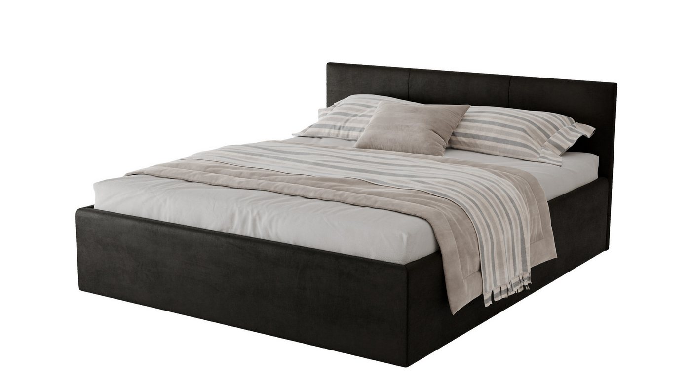 Friderik-EU Polsterbett Dona – modernes Einzelbett mit Bettkasten & gepolstertem Kopfteil (Bettgestell mit Lattenrost, Matratze nicht enthalten), Bett mit Bettkasten und gepolstertem Kopfteil von Friderik-EU