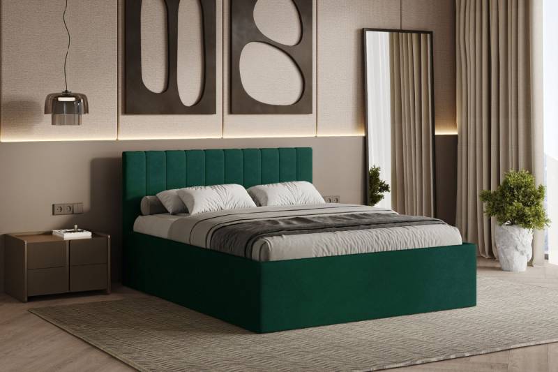 Friderik-EU Polsterbett Rettan – modernes Doppelbett mit Bettkasten & gepolstertem Kopfteil (Bettgestell mit Lattenrost, Matratze nicht enthalten), Bett mit Bettkasten und gepolstertem Kopfteil von Friderik-EU