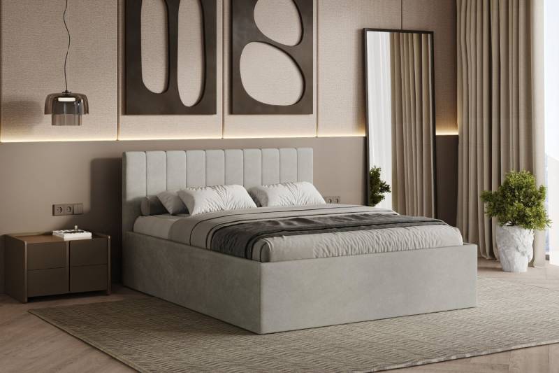 Friderik-EU Polsterbett Rettan – modernes Doppelbett mit Bettkasten & gepolstertem Kopfteil (Bettgestell mit Lattenrost, Matratze nicht enthalten), Bett mit Bettkasten und gepolstertem Kopfteil von Friderik-EU