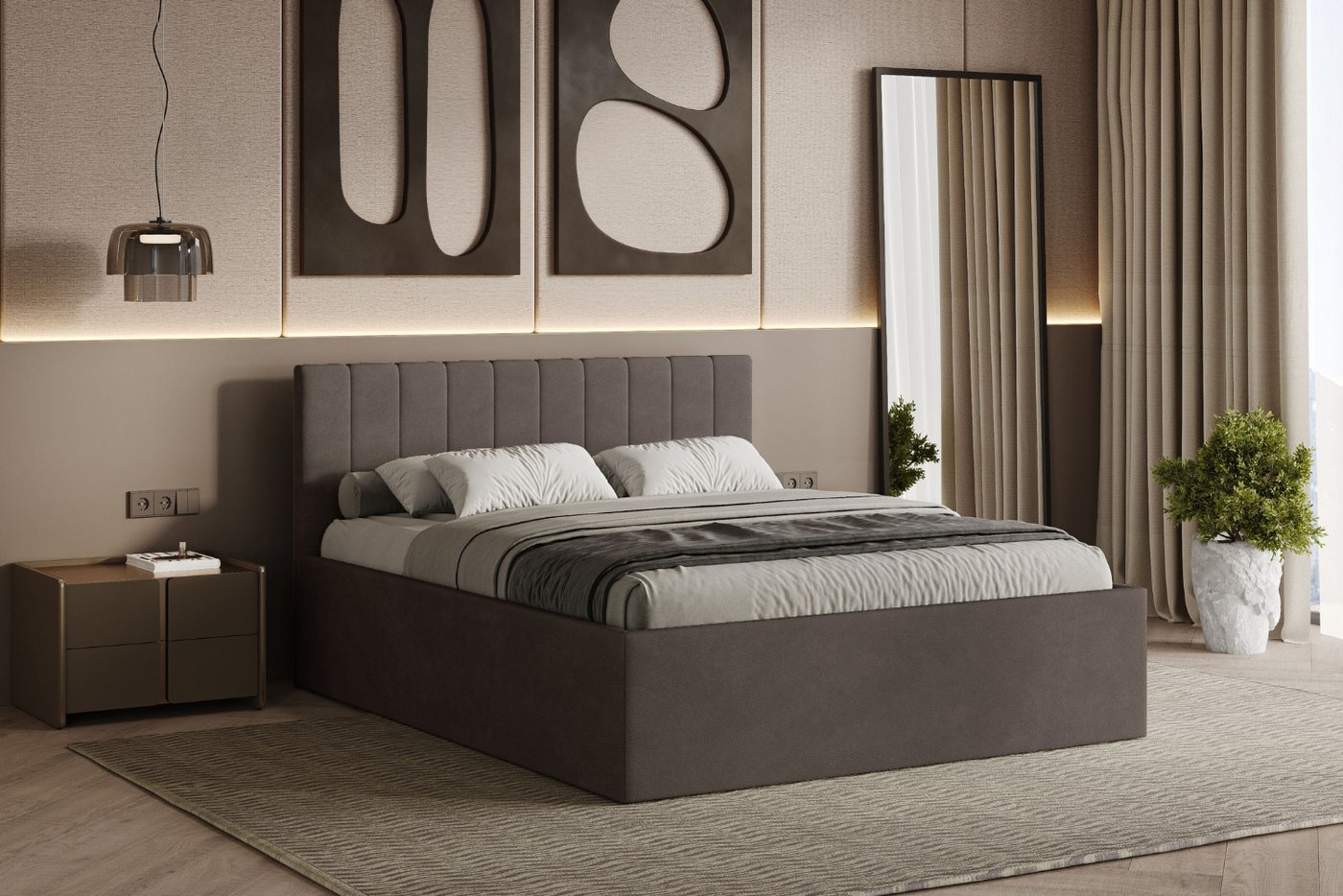 Friderik-EU Polsterbett Rettan – modernes Doppelbett mit Bettkasten & gepolstertem Kopfteil (Bettgestell mit Lattenrost, Matratze nicht enthalten), Bett mit Bettkasten und gepolstertem Kopfteil von Friderik-EU