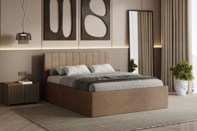 Friderik-EU Polsterbett Rettan – modernes Doppelbett mit Bettkasten & gepolstertem Kopfteil (Bettgestell mit Lattenrost, Matratze nicht enthalten), Bett mit Bettkasten und gepolstertem Kopfteil von Friderik-EU