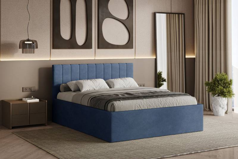 Friderik-EU Polsterbett Rettan – modernes Doppelbett mit Bettkasten & gepolstertem Kopfteil (Bettgestell mit Lattenrost, Matratze nicht enthalten), Bett mit Bettkasten und gepolstertem Kopfteil von Friderik-EU
