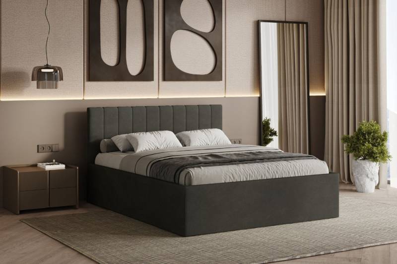 Friderik-EU Polsterbett Rettan – modernes Doppelbett mit Bettkasten & gepolstertem Kopfteil (Bettgestell mit Lattenrost, Matratze nicht enthalten), Bett mit Bettkasten und gepolstertem Kopfteil von Friderik-EU