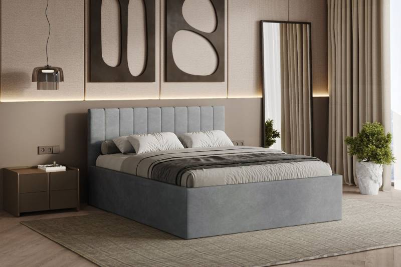 Friderik-EU Polsterbett Rettan – modernes Doppelbett mit Bettkasten & gepolstertem Kopfteil (Bettgestell mit Lattenrost, Matratze nicht enthalten), Bett mit Bettkasten und gepolstertem Kopfteil von Friderik-EU