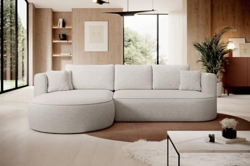 Ecksofa Fiore mit Schlaffunktion und Bettkasten – Links oder rechts – modernes Design (Creme, Links) von Friderik