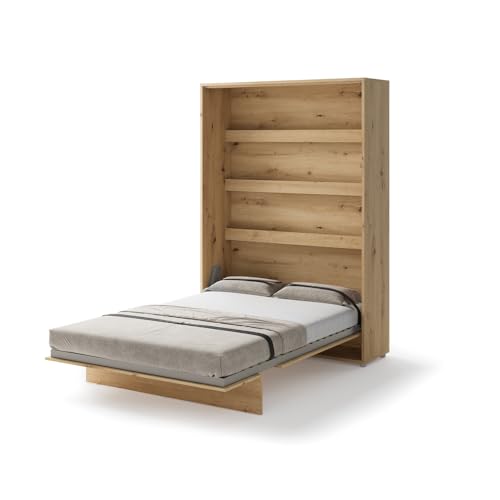 Friderik Bed Concept BC-01 Wandklappbett Vertikal Schrankbett mit Matratze, 140x200 cm (Artisan-Eiche) von Friderik