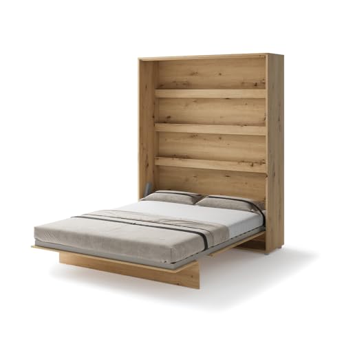 Friderik Bed Concept BC-012 Wandklappbett Vertikal Schrankbett mit Matratze, 160x200 cm (Artisan-Eiche) von Friderik