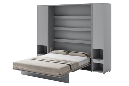Friderik Bed Concept BC-012 Wandklappbett Vertikales Schrankbett ohne Matratze, 160x200 cm + 2X Vertikalschrank BC-07 (Grau) von Friderik