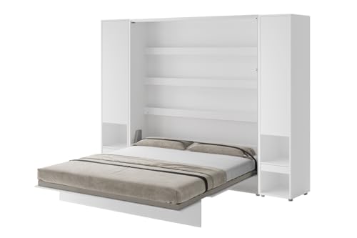 Friderik Bed Concept BC-013 Wandklappbett Vertikales Schrankbett ohne Matratze, 180x200 cm + 2X Vertikalschrank BC-07 (Weiß) von Friderik