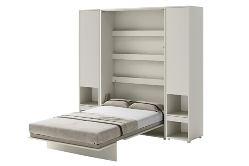 Friderik Bed Concept BC-02 Wandklappbett Vertikal Schrankbett ohne Matratze, 120x200 cm +2X Vertikalschrank BC-07 (Kaschmirfarbe) von Friderik