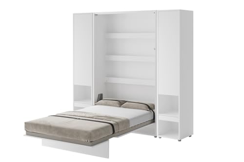 Friderik Bed Concept BC-02 Wandklappbett Vertikal Schrankbett ohne Matratze, 120x200 cm +2X Vertikalschrank BC-07 (Weiß) von Friderik