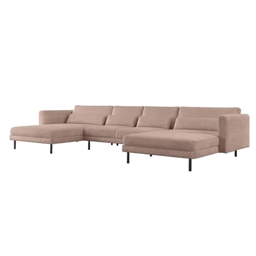 Friderik DANI Ecksofa U-Form – Großes modulares Familiensofa mit Cordstoff POSO – Bequeme Couch für Wohnzimmer – 391 cm breit (Altrosa) von Friderik