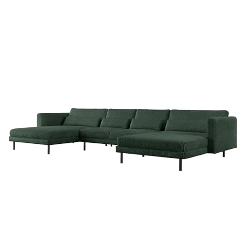 Friderik DANI Ecksofa U-Form – Großes modulares Familiensofa mit Cordstoff POSO – Bequeme Couch für Wohnzimmer – 391 cm breit (Dunkelgrün) von Friderik