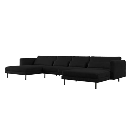 Friderik DANI Ecksofa U-Form – Großes modulares Familiensofa mit Cordstoff POSO – Bequeme Couch für Wohnzimmer – 391 cm breit (Schwarz) von Friderik