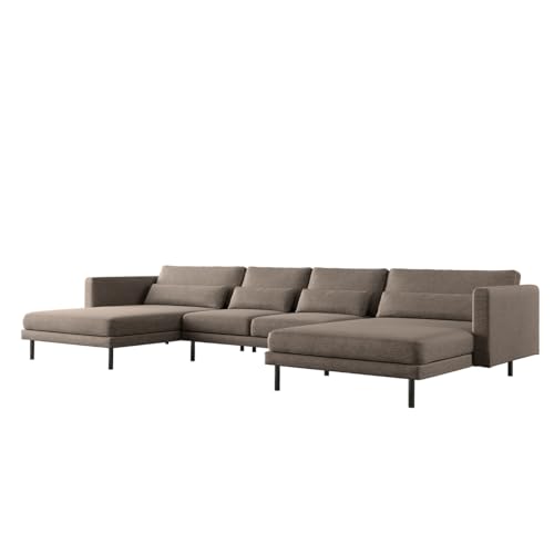 Friderik DANI Ecksofa U-Form – Großes modulares Familiensofa mit Polsterstoff VERITA – Bequeme Couch für Wohnzimmer – 391 cm breit (Braun) von Friderik