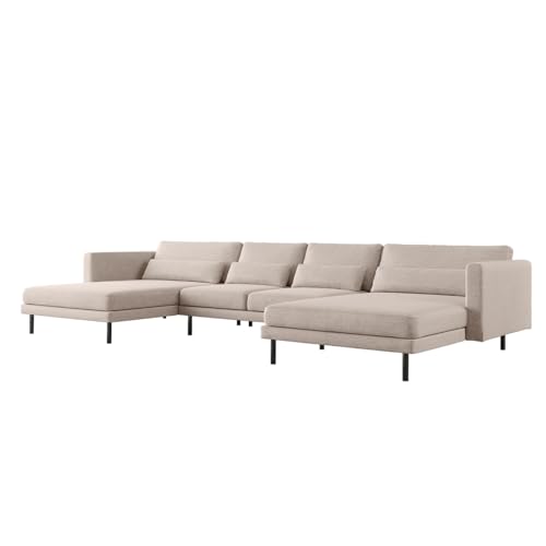 Friderik DANI Ecksofa U-Form – Großes modulares Familiensofa mit Polsterstoff VERITA – Bequeme Couch für Wohnzimmer – 391 cm breit (Creme) von Friderik