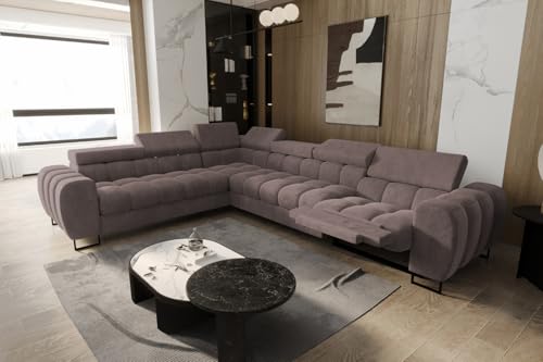 Friderik Ecksofa Aspen Max Relax 330×260 cm mit Schlaffunktion & Relax, Terra Stoff - verstellbare Kopfstützen - Liegefläche 117x190 cm (Braun, Links) von Friderik