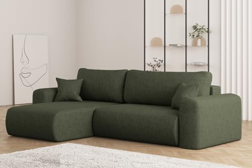 Friderik Ecksofa Capri L – 272 cm Schlafsofa mit Bettkasten & Schlaffunktion, Neve-Stoff, Wohnlandschaft, Links, 4-Sitzer, Dunkelgrün, Neve 39 von Friderik