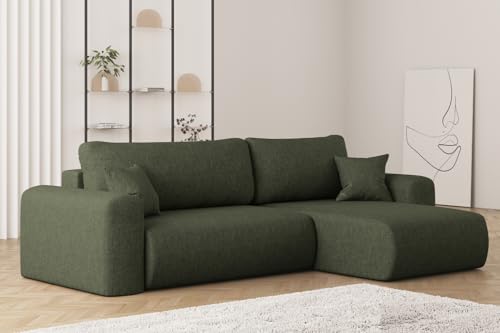 Friderik Ecksofa Capri L – 272 cm Schlafsofa mit Bettkasten & Schlaffunktion, Neve-Stoff, Wohnlandschaft, Rechts, 4-Sitzer, Dunkelgrün, Neve 39 von Friderik