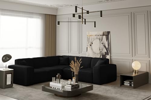 Friderik Ecksofa LUGA Corner 246 cm – Komfortables Polstersofa, Elegantes Design, Stoff Scala (Schwarz) von Friderik