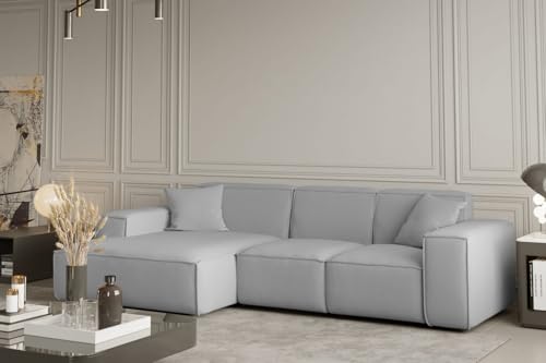 Friderik Ecksofa LUGA L-Form Links/Rechts mit Kissen (Hellgrau, Links) von Friderik