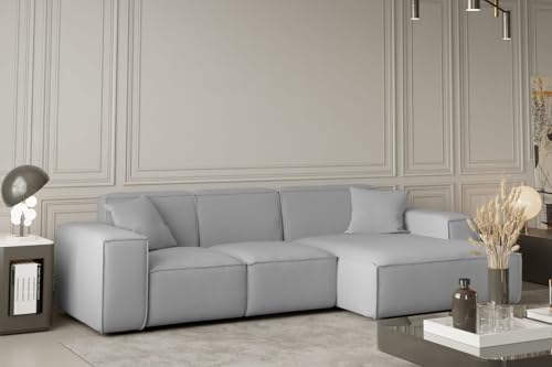 Friderik Ecksofa LUGA L-Form Links/Rechts mit Kissen (Hellgrau, Rechts) von Friderik