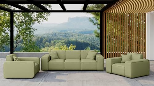 Friderik Gartenmöbel-Set Patio 3+1+1 – 3-Sitzer-Sofa und Zwei Sessel, Odyssey-Stoff (Lima) von Friderik