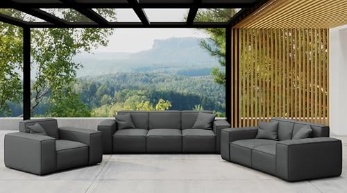 Friderik Gartenmöbel-Set Patio 3+2+1 – 3-Sitzer-Sofa, 2-Sitzer-Sofa und Sessel, Stoff Odyssey (Anthrazit) von Friderik