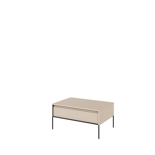 Friderik Trend TR-09 Couchtisch mit Stauraum Gerillte Möbelfronten, 100x50x70 cm (Sandbeige) von Friderik