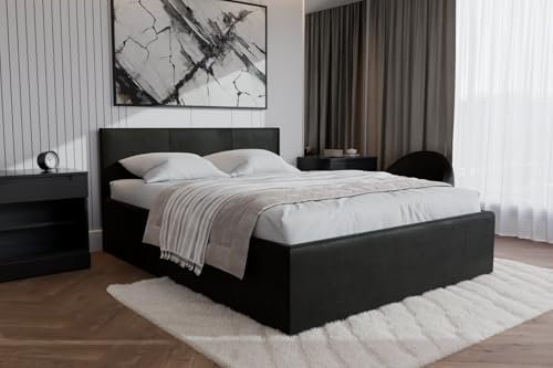 Polsterbett Dona – modernes Einzelbett mit Bettkasten & gepolstertem Kopfteil (Dunkelgrau (Noble 95), 160x200 cm) von Friderik