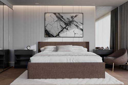 Polsterbett Dona – modernes Einzelbett mit Bettkasten & gepolstertem Kopfteil (Mokka Braun (Noble 16), 180x900 cm) von Friderik