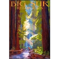 Big Sur Magnete 6x8 Kalifornien-Küste-Reise-Plakat Leinwanddrucke von FridgeMagnetWorld