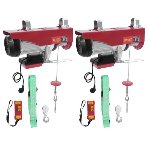 Fridgestea 2er-Set Elektrische Seilwinde 1000kg mit Funkfernbedienung, 1800W Motorwinde, 12m Stahlseil, 10m/min Hubgeschwindigkeit, inkl. 2x Gurte & 2x Fernbedienungen von Fridgestea