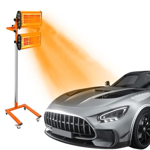 Infrarot Lacktrockner mit Ständer, 1000W x 2 Strahler, Trocknungsfläche 80 * 60 cm, Autokörper Reparaturlack Lampe, Autolack Aushärtungslampe mit Timer von Fridgestea