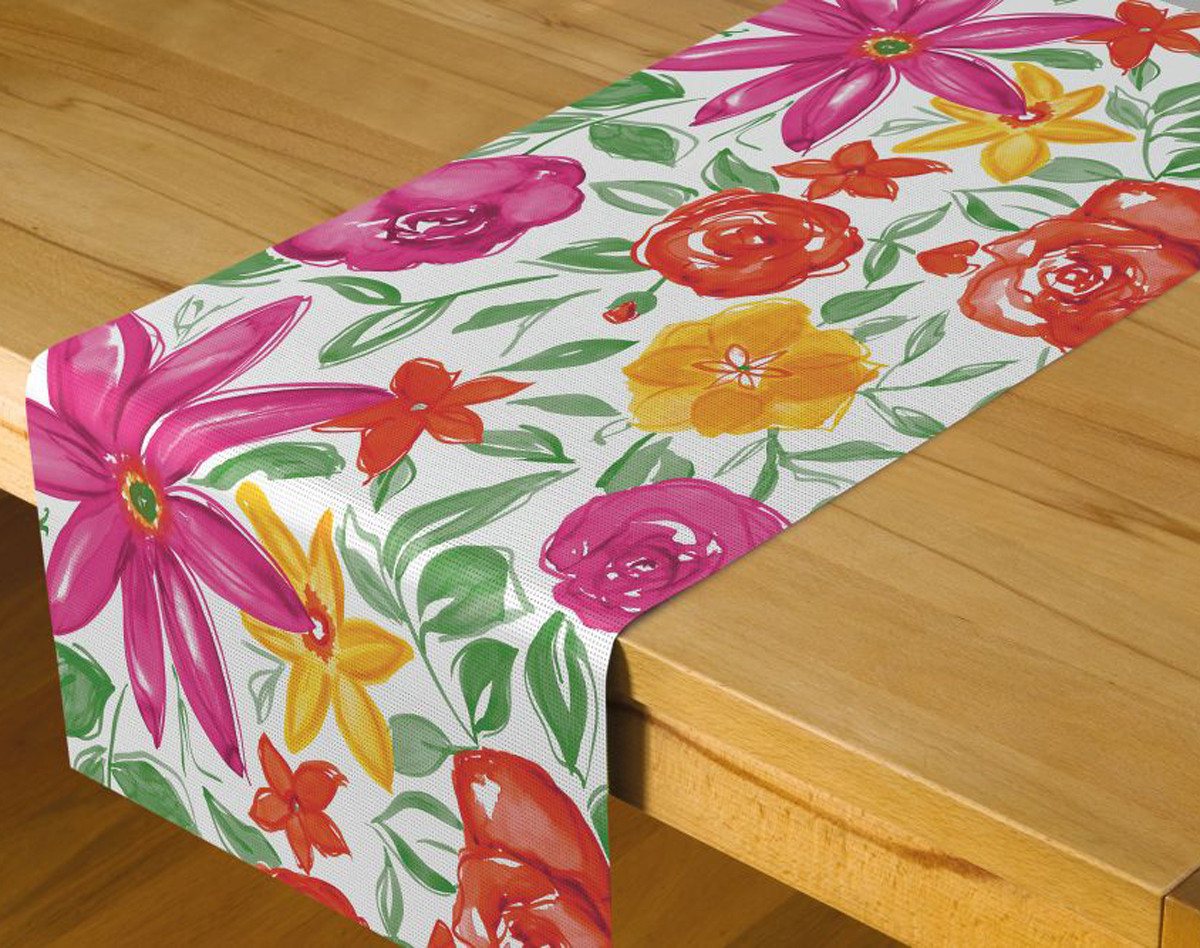 Friedola Tischläufer Miami Flora, Polyester Weichschaum: KEIN STOFF - 40x150cm, Made in Germany von Friedola