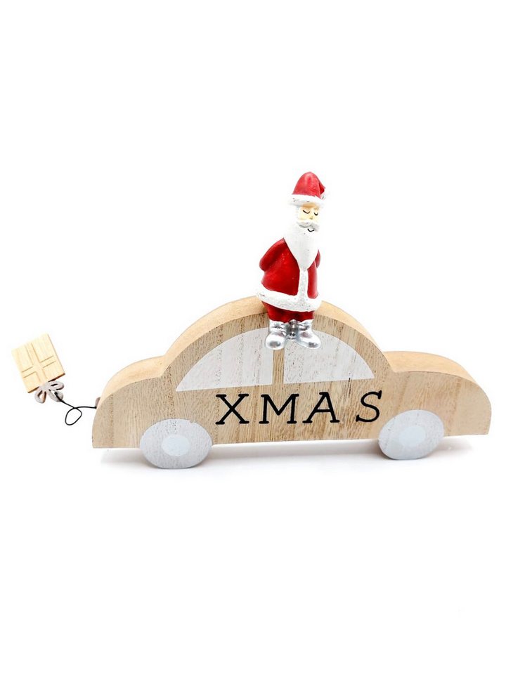 Friedrich Klocke GmbH Weihnachtsmann Holzdeko Weihnachtsmann mit Auto Driving Home for Christmas (moderne Naturdeko für die Weihnachtszeit) von Friedrich Klocke GmbH