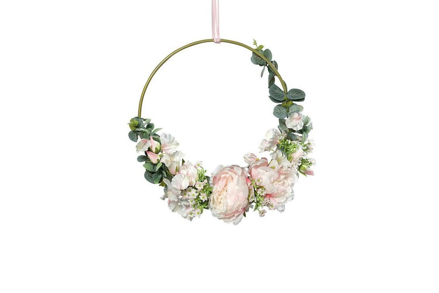 Kunstpflanze Dekoring mit Blumen, Goldring Hoop, rose, ca. 36 cm, Friedrich Klocke GmbH von Friedrich Klocke GmbH