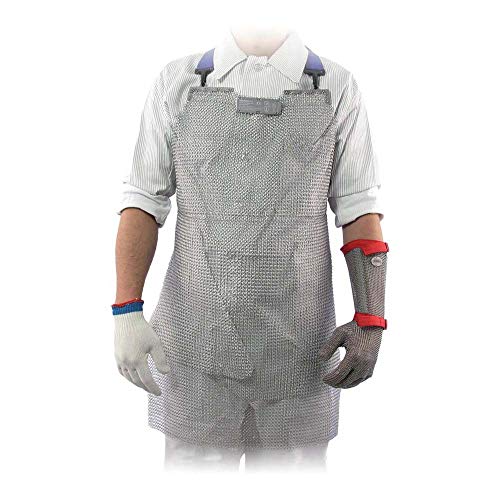 AS ONE Schürze, Schürze, Schutzschürze, Grau/Stahlblau, 80X55 Größe, für Fachkräfte in der Lebensmittelindustrie, Metzger, Köche, Bastler mit Leder oder Kunststoff, Unisex, Silber, Einfarbig von AS ONE