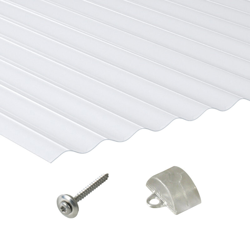 PVC | Terrassendach-Set | BioLine | Sinusplatte | 76/18 | 1,4 mm | klarbläulich von Friedrich von Lien AG