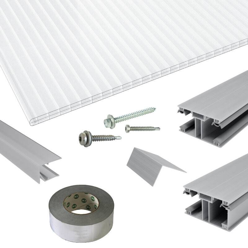 Polycarbonat Stegplatten | Terrassendach-Set | DUO Verlegeprofil | 16 mm | Nova Lite | glasklar von Friedrich von Lien AG