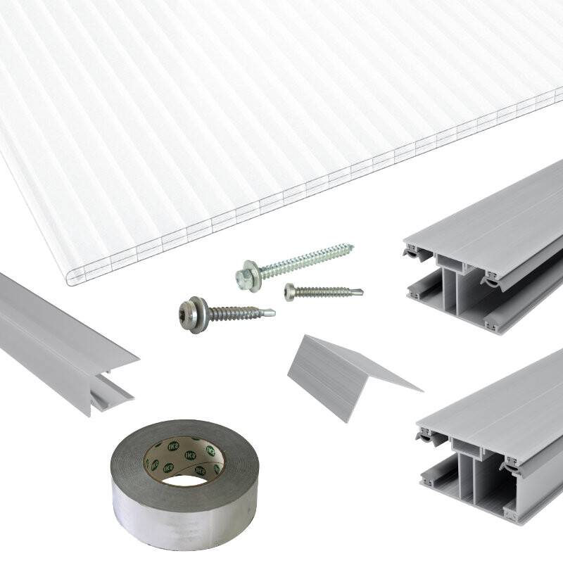Polycarbonat Stegplatten | Terrassendach-Set | DUO Verlegeprofil | 16 mm | opal-weiß Polycarbonat Stegplatten | Terrassendach-Set | DUO Verlegeprofil | 16 mm | opal-weiß von Friedrich von Lien AG
