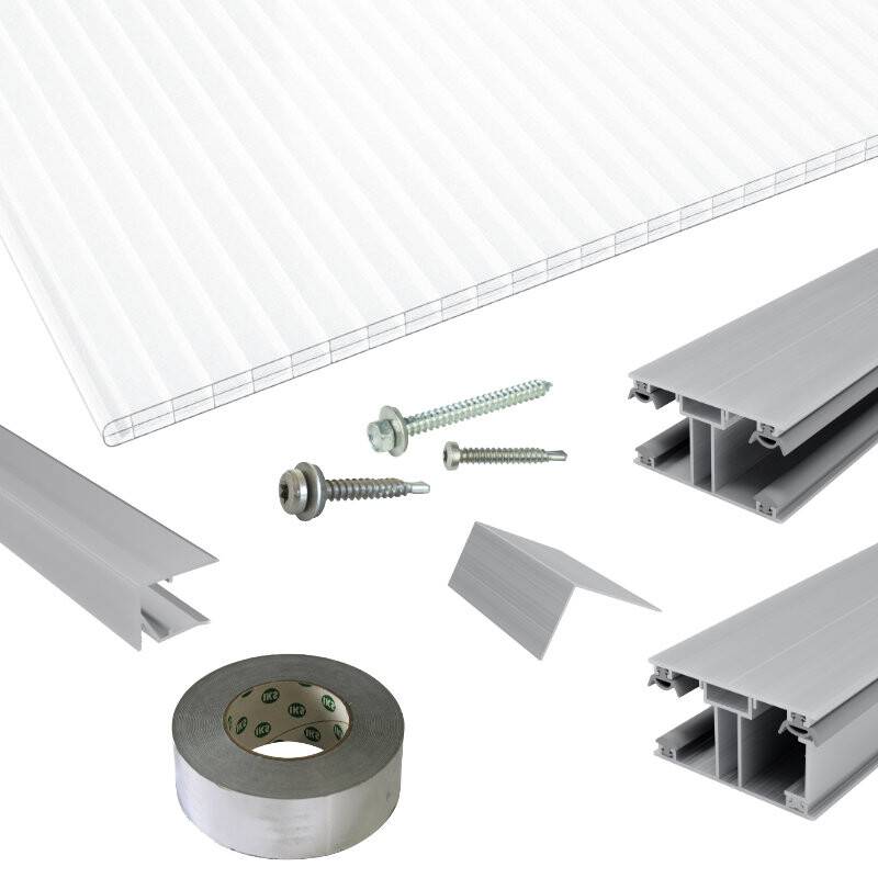 Polycarbonat Stegplatten | Terrassendach-Set | DUO Verlegeprofil | 16 mm | opal-weiß von Friedrich von Lien AG