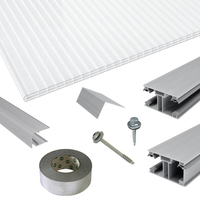 Polycarbonat Stegplatten | Terrassendach-Set | ECO Verlegeprofil | 16 mm | glasklar von Friedrich von Lien AG