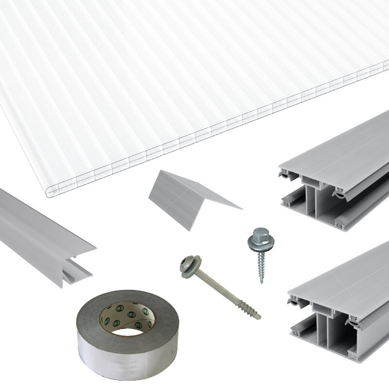 Polycarbonat Stegplatten | Terrassendach-Set | ECO Verlegeprofil | 16 mm | opal-weiß Polycarbonat Stegplatten | Terrassendach-Set | ECO Verlegeprofil | 16 mm | opal-weiß von Friedrich von Lien AG