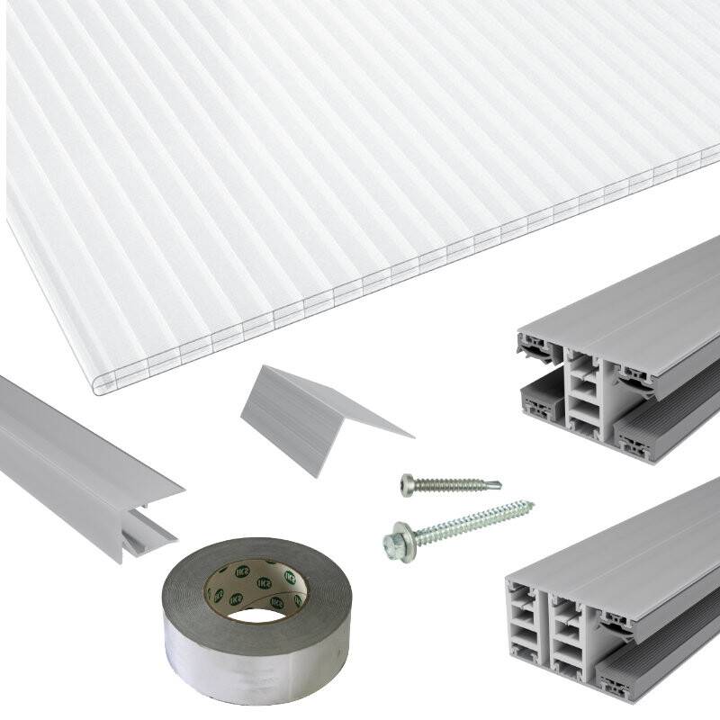 Polycarbonat Stegplatten | Terrassendach-Set | Mendiger Classic Verlegeprofil | 16 mm | Nova Lite | glasklar von Friedrich von Lien AG