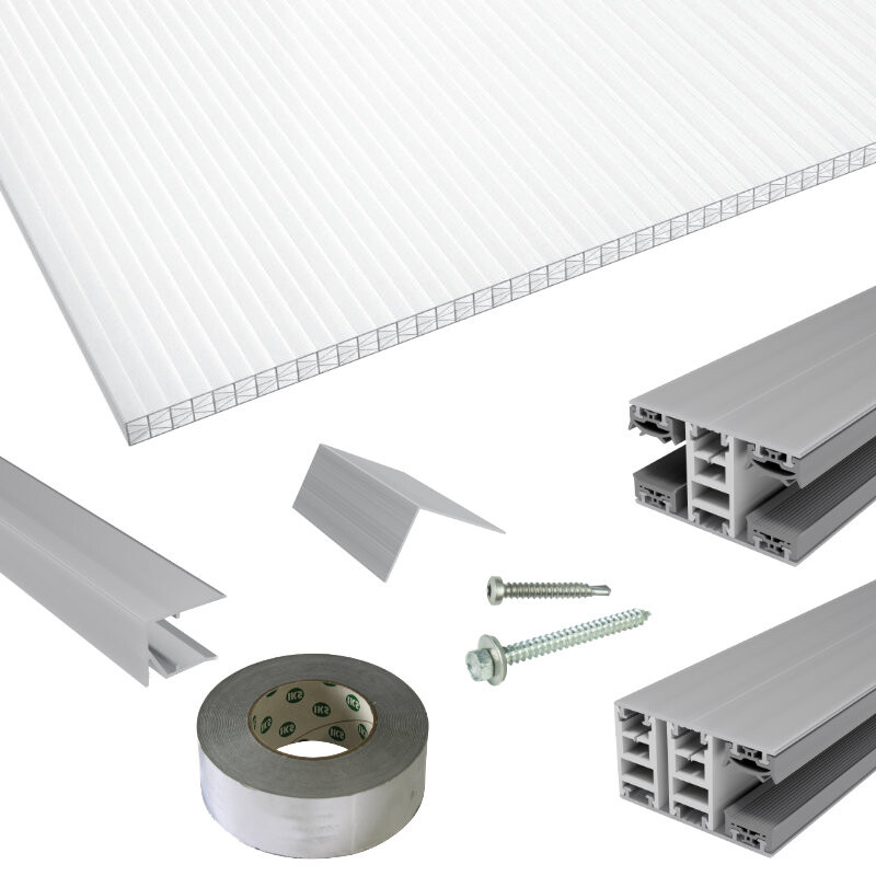 Polycarbonat Stegplatten | Terrassendach-Set | Mendiger Classic Verlegeprofil | 16 mm | X-Struktur | glasklar Polycarbonat Stegplatten | Terrassendach-Set | Mendiger Classic Verlegeprofil | 16 mm | X-Struktur | glasklar von Friedrich von Lien AG