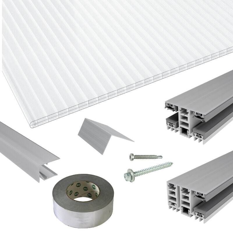 Polycarbonat Stegplatten | Terrassendach-Set | Mendiger Thermo Verlegeprofil | 16 mm | Nova Lite | glasklar von Friedrich von Lien AG
